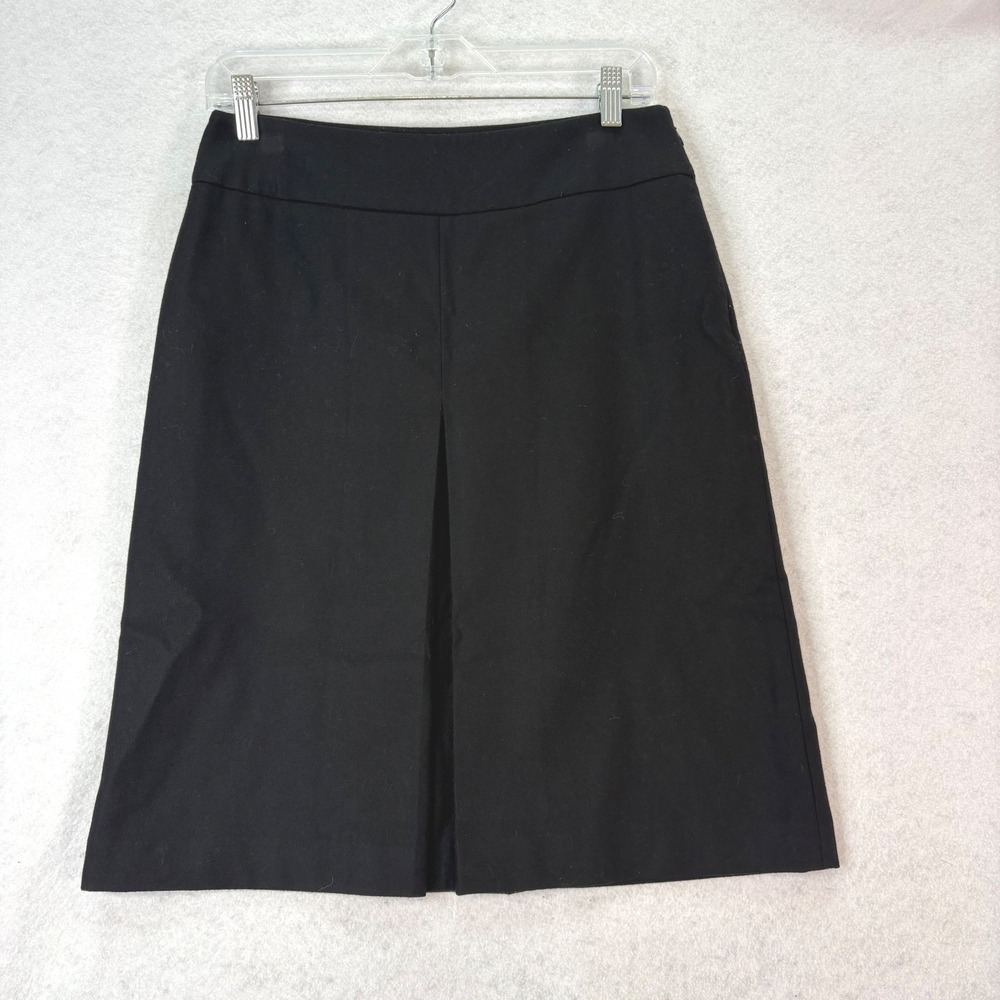 Y2K Banana Republic Wool Blend Pleat Black A-Line Skirt Sz 6 Dark Academia Chic
